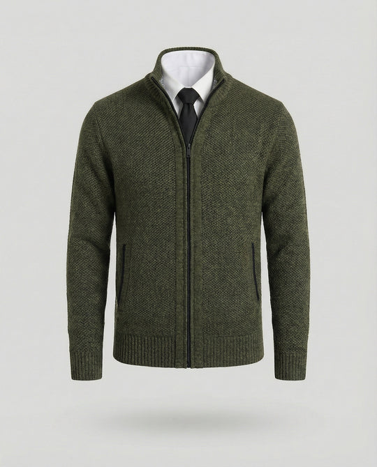 Herren Strickjacke mit hohem Kragen und elegantem Reißverschluss EB
