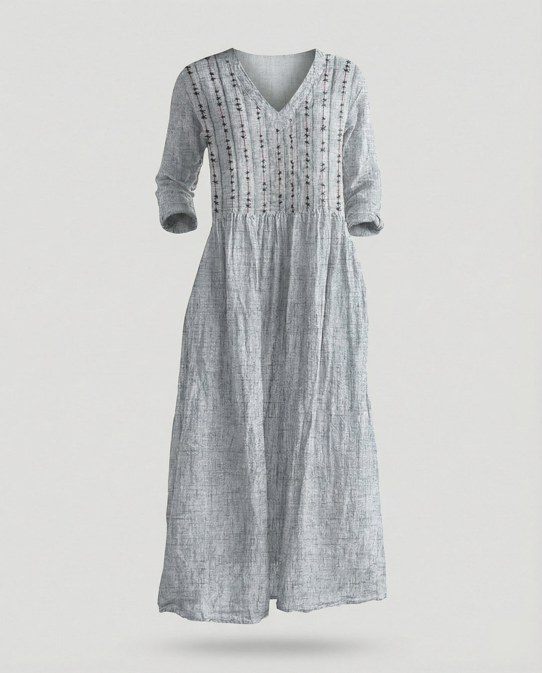 Damen Boho Maxikleid Sommer Leinenoptik