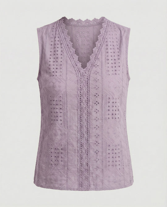 Damen Baumwolltop mit Lochstickerei EB