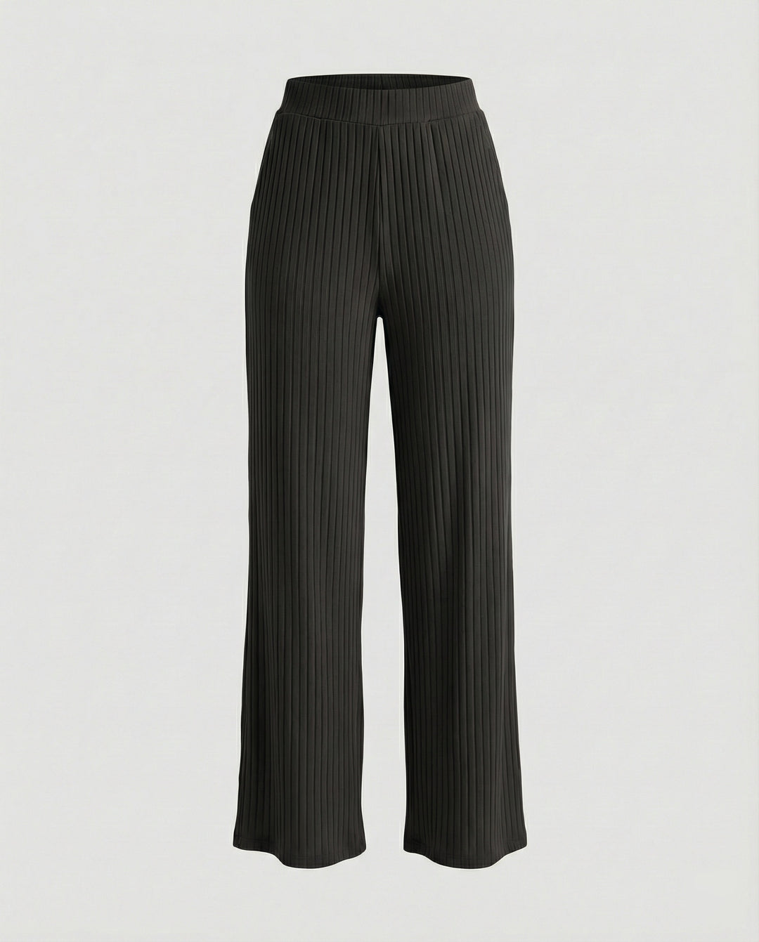 Damen elegante weit geschnittene Sommerhose mit feiner Rippstruktur EB