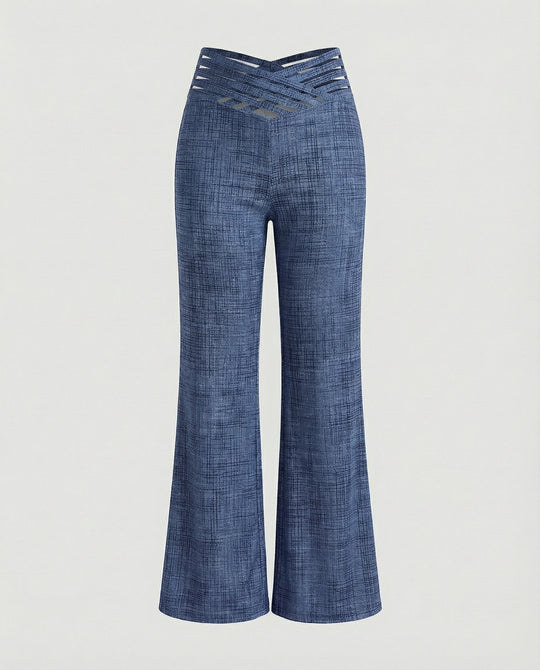 Damen Weit geschnittene Palazzo-Hose mit trendigen Cut-Outs EB
