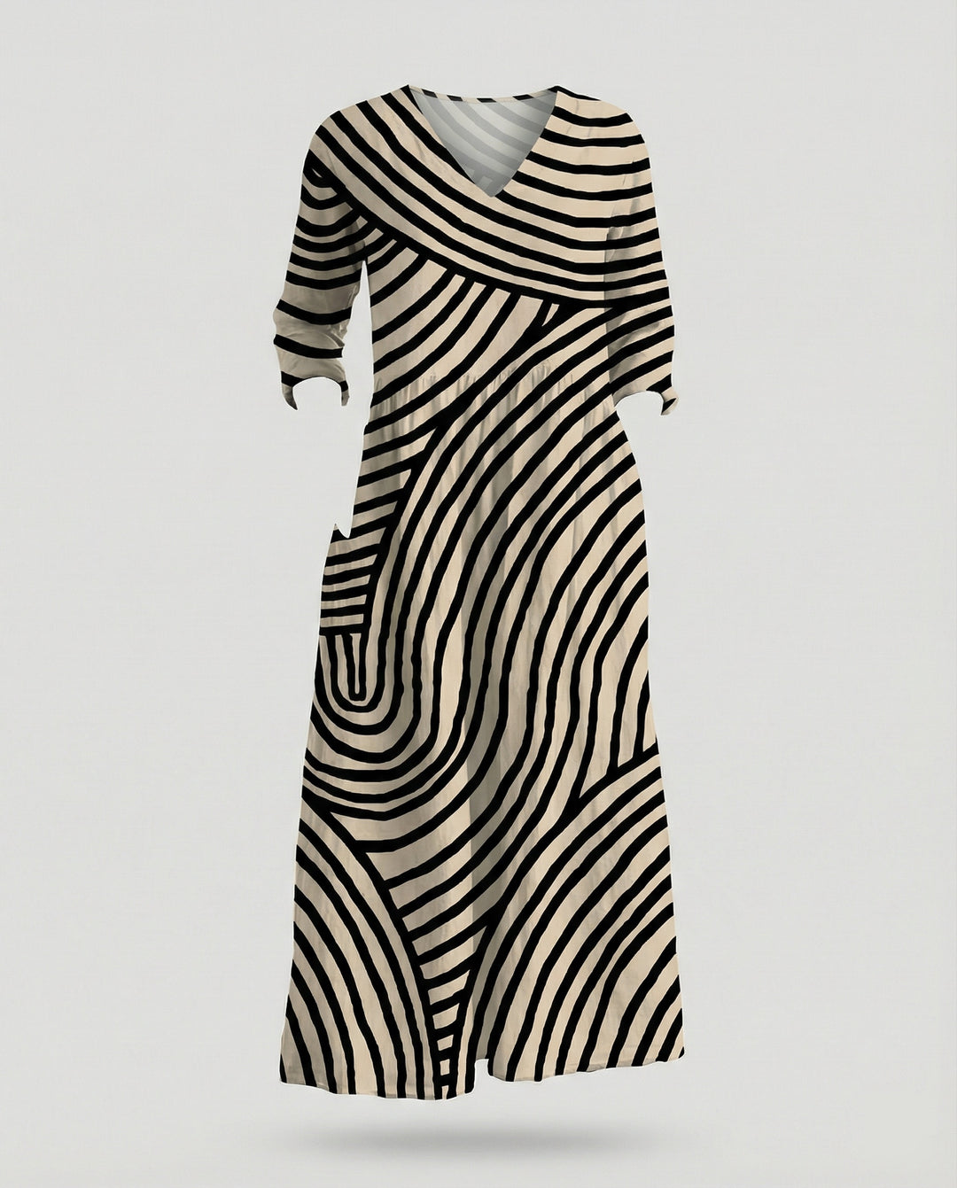 Damen Boho Maxikleid Sommer Leinenoptik