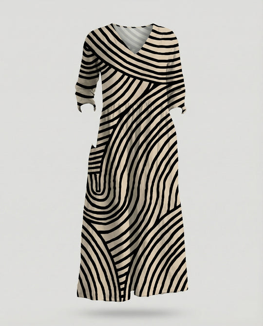 Damen Boho Maxikleid Sommer Leinenoptik