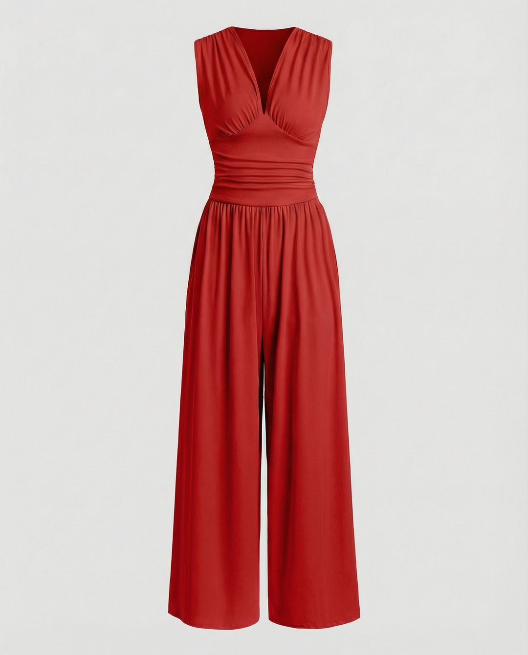 Damen Jumpsuit mit schickem V-Ausschnitt und weitem Bein EB