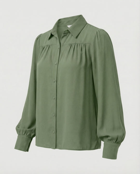 Damen Bluse mit voluminösen Ärmeln und eleganten Rüschendetails EB