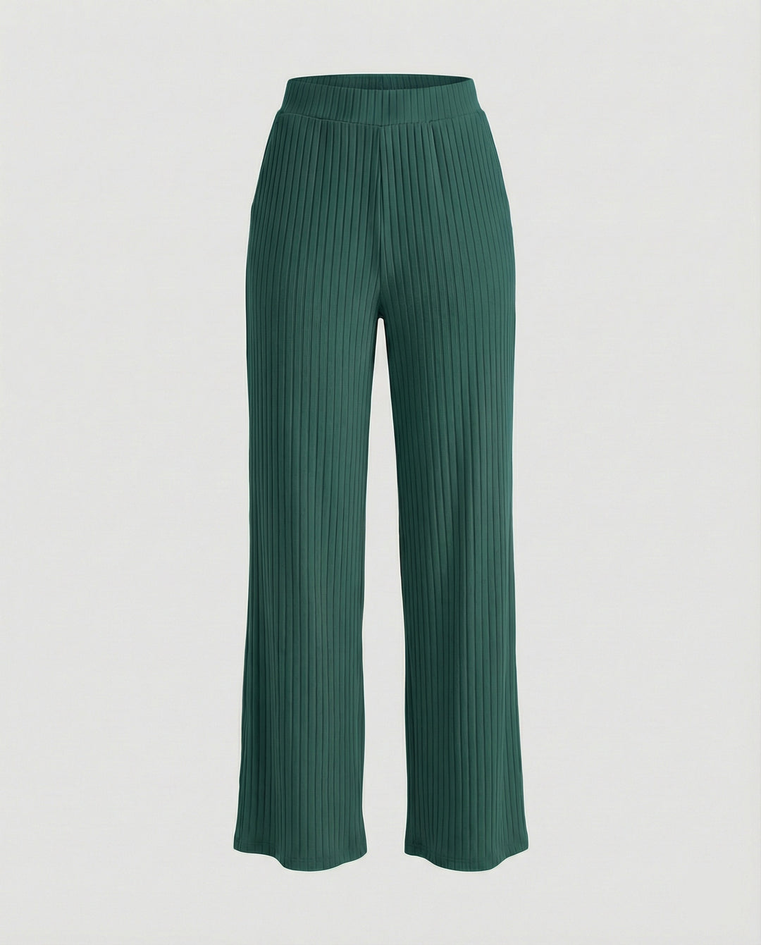 Damen elegante weit geschnittene Sommerhose mit feiner Rippstruktur EB
