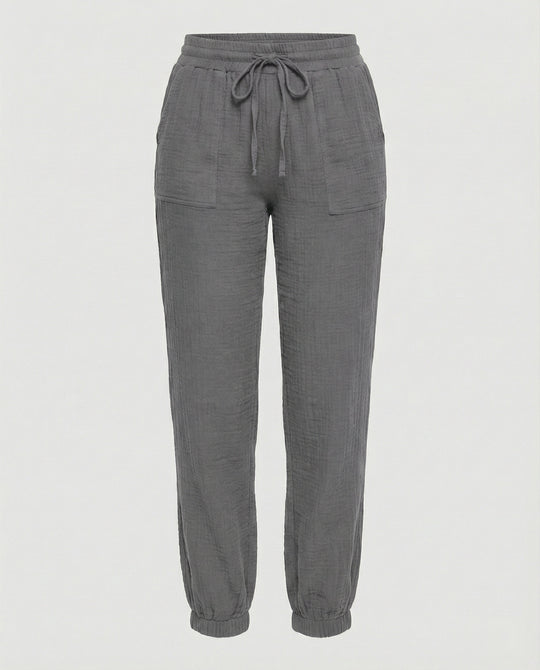 Damen luftige Freizeithose mit elastischem Bund und seitlichen Taschen EB