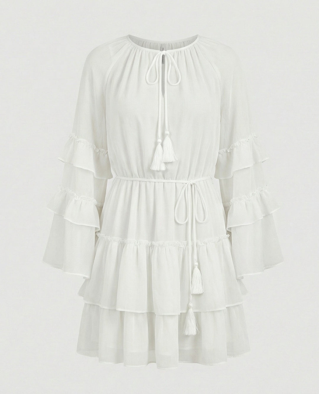 Freizeitkleid Damen Chiffon Volantkleid