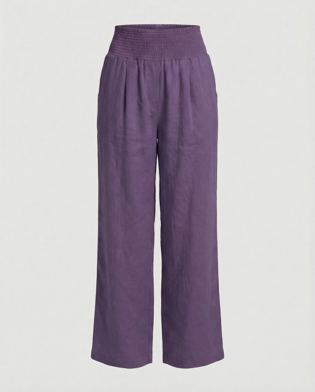 Damen Luftige Leinenhose mit elastischem Bund und Weitschnitt EB