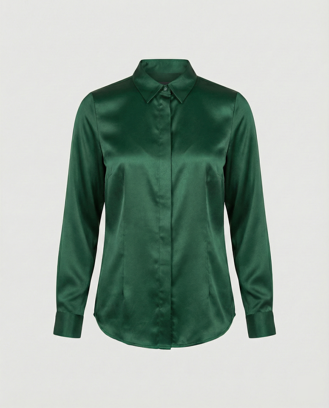 Damen Satin-Bluse mit klassischem Kragen EB