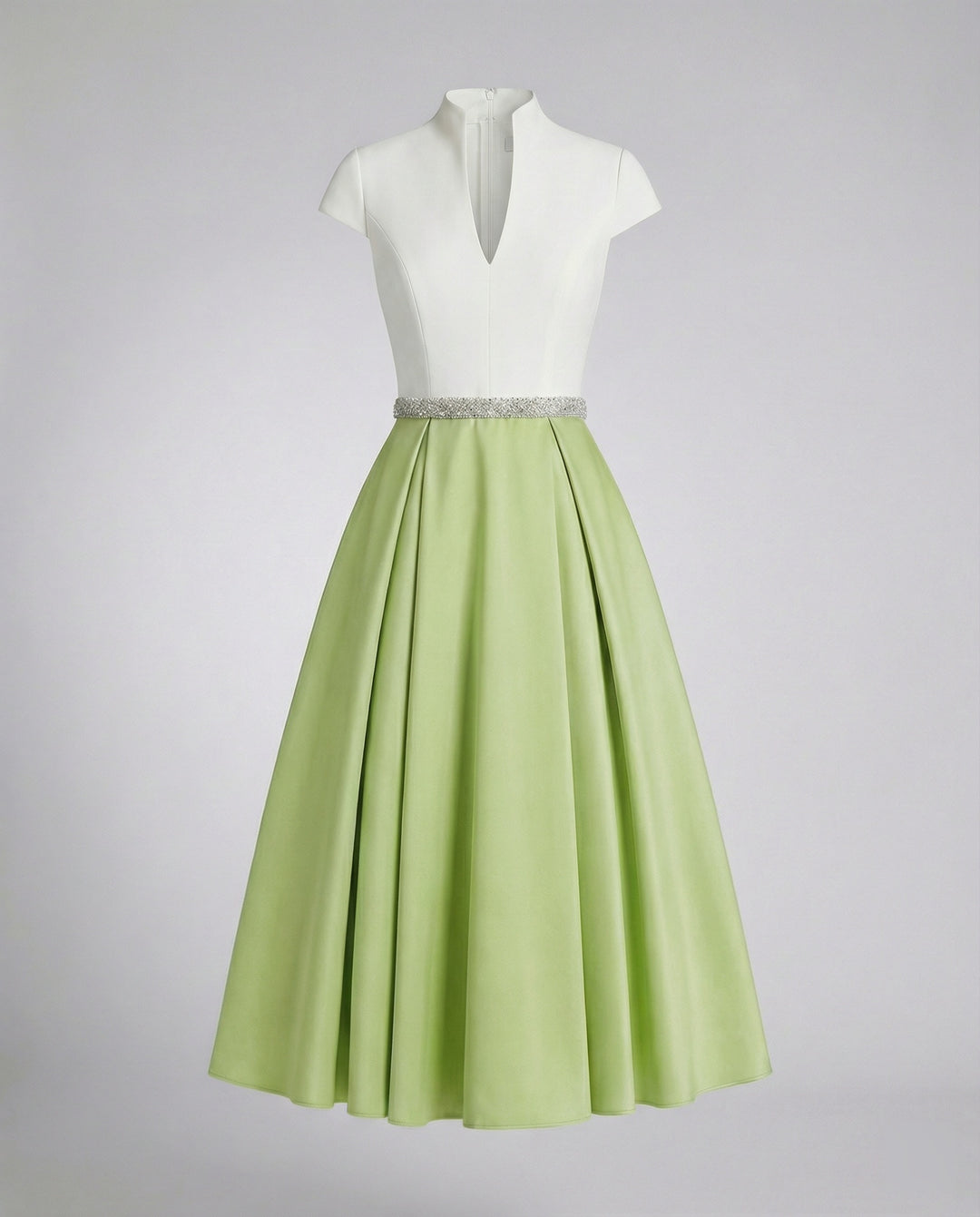 Damen Elegantes Midikleid mit Hochgeschlossenem Kragen & Schwingendem Rock | EB
