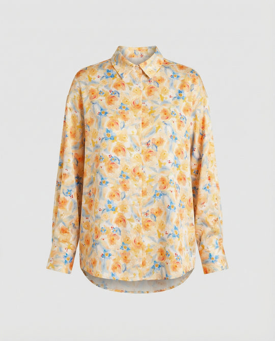 Leichte Hemdbluse Damen Aquarell Blumen