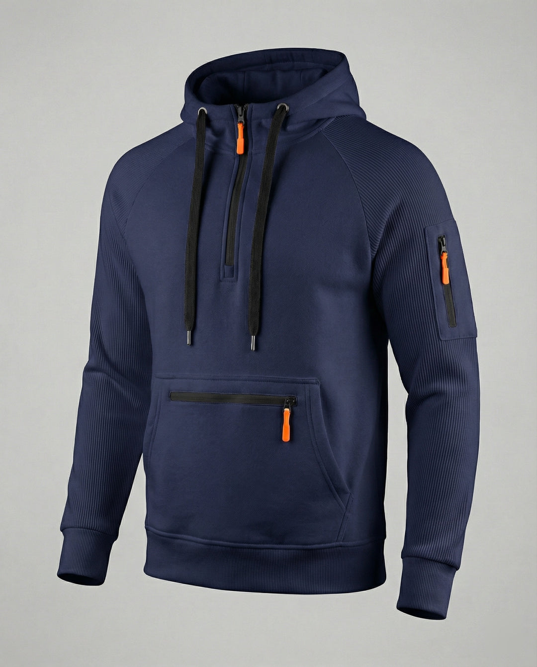 Herren sportlicher Hoodie mit praktischen Reißverschlusstaschen und verstellbarem Kapuzenzug EB