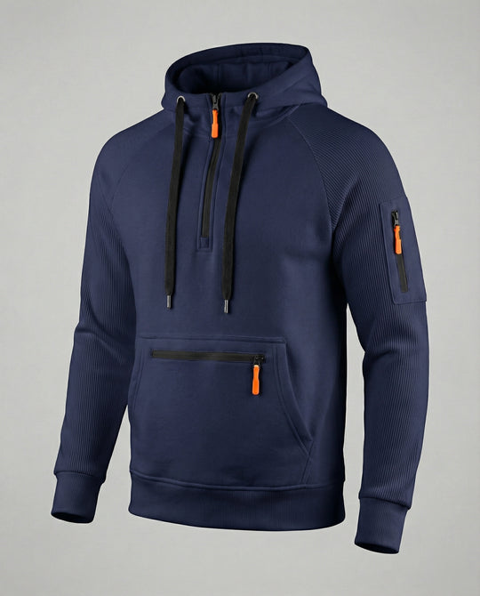Herren sportlicher Hoodie mit praktischen Reißverschlusstaschen und verstellbarem Kapuzenzug EB
