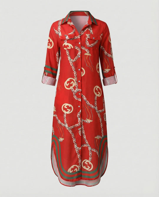 Freizeitkleid Damen Hemdblusenkleid Schlitz