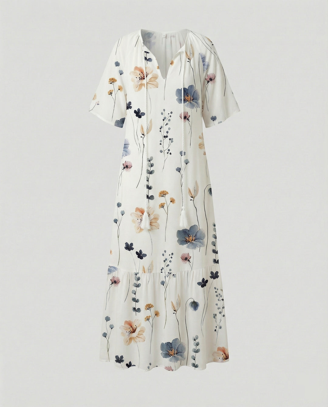 Boho Maxikleid Damen Kordelzug