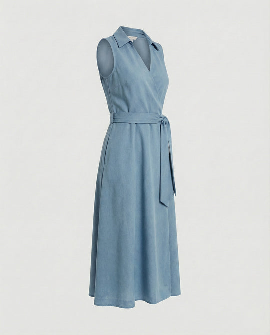 Damen Wickelkleid Freizeitkleid mit Gürtel