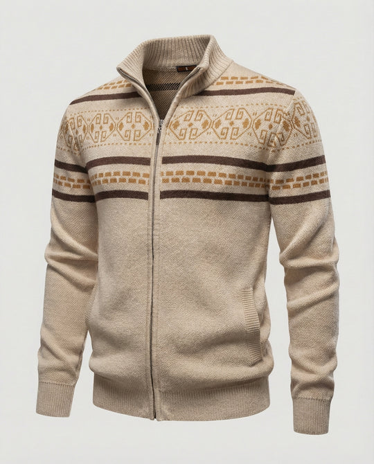 Herren Strickjacke mit modernem Zipper-Design und Muster EB