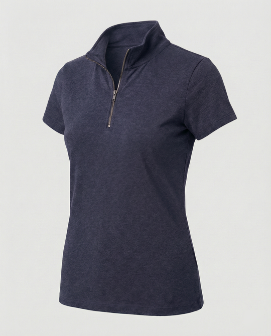 Damen Poloshirt mit kurzem Reißverschluss und figurbetontem Schnitt EB