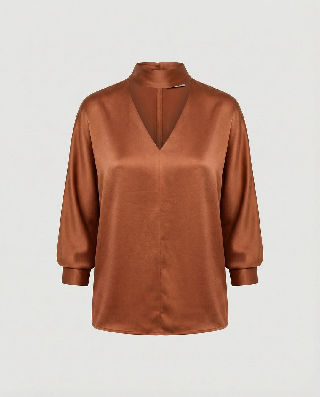 Damen Satinbluse elegant mit Stehkragen