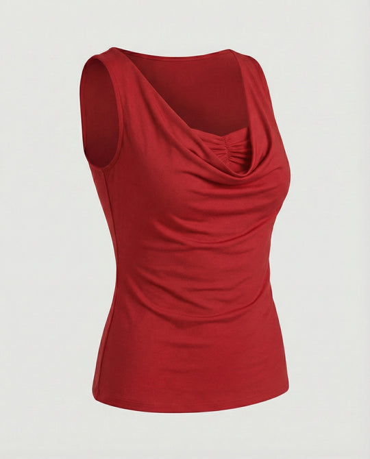 Damen Drapierter Front Ärmelloses Top EB