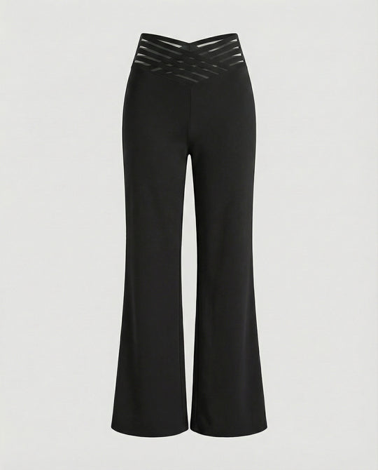 Damen Weit geschnittene Palazzo-Hose mit trendigen Cut-Outs EB
