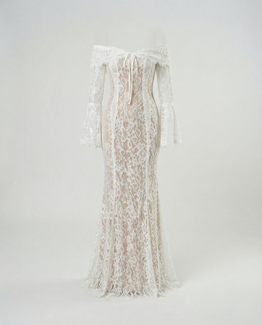Langarm Abendkleid mit Off-Shoulder Spitze