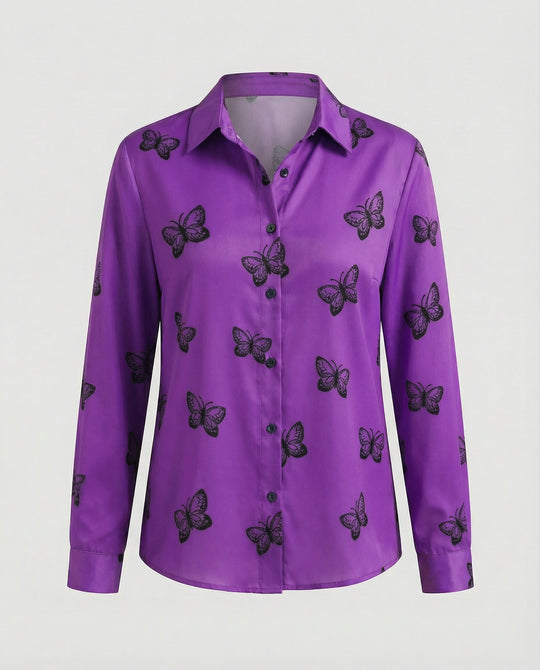 Leichte Hemdbluse Damen Aquarell Blumen