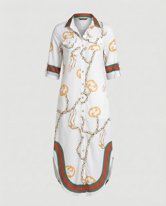 Freizeitkleid Damen Hemdblusenkleid Schlitz