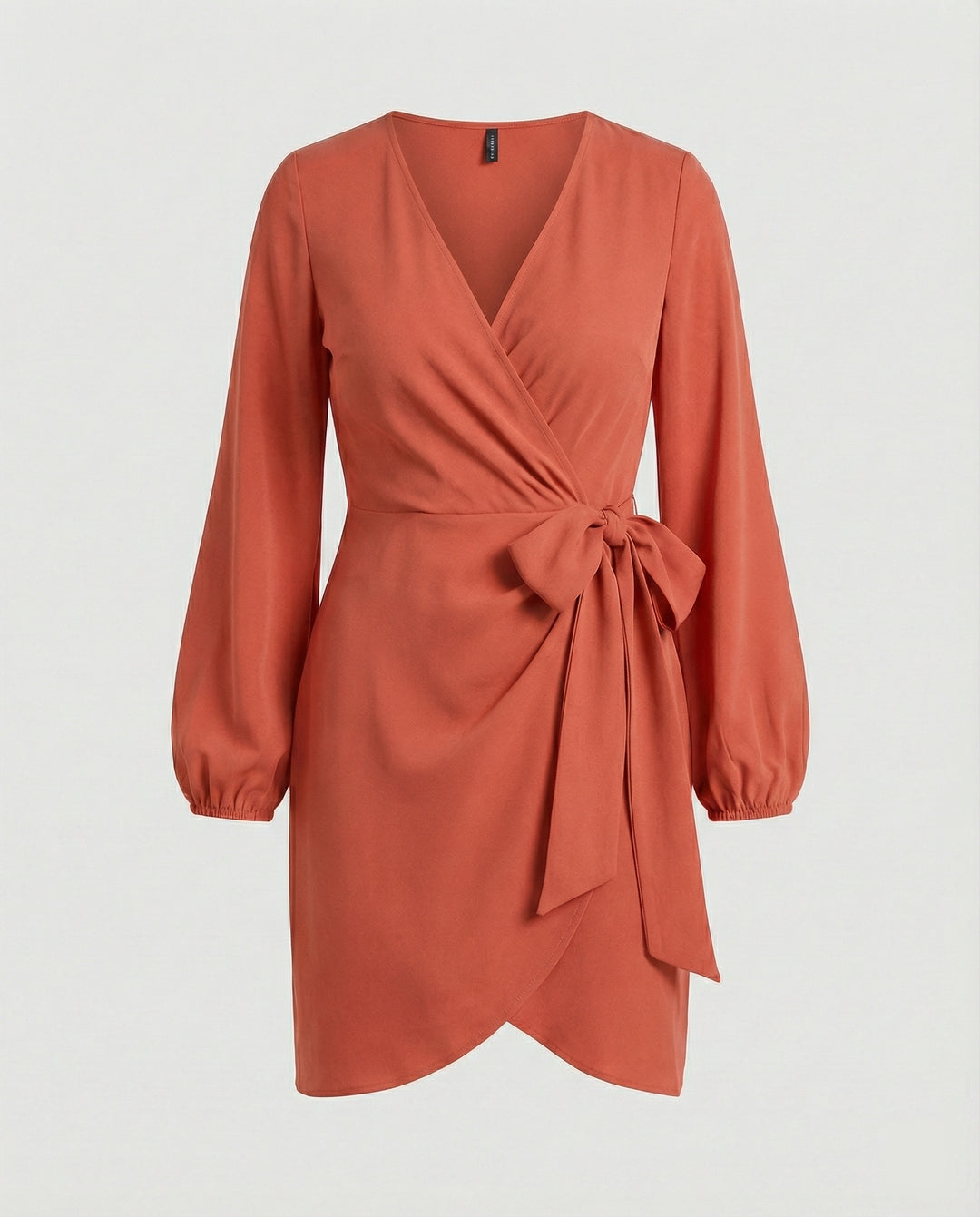 Damen Wickelkleid mit voluminösen Ärmeln und elegantem Taillengürtel EB