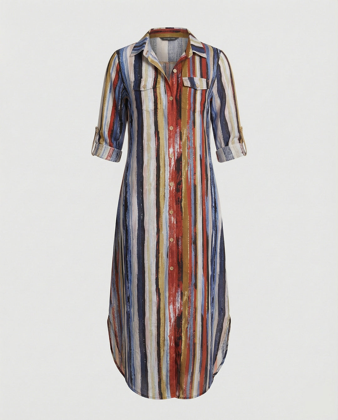 Freizeitkleid Damen Hemdblusenkleid Schlitz