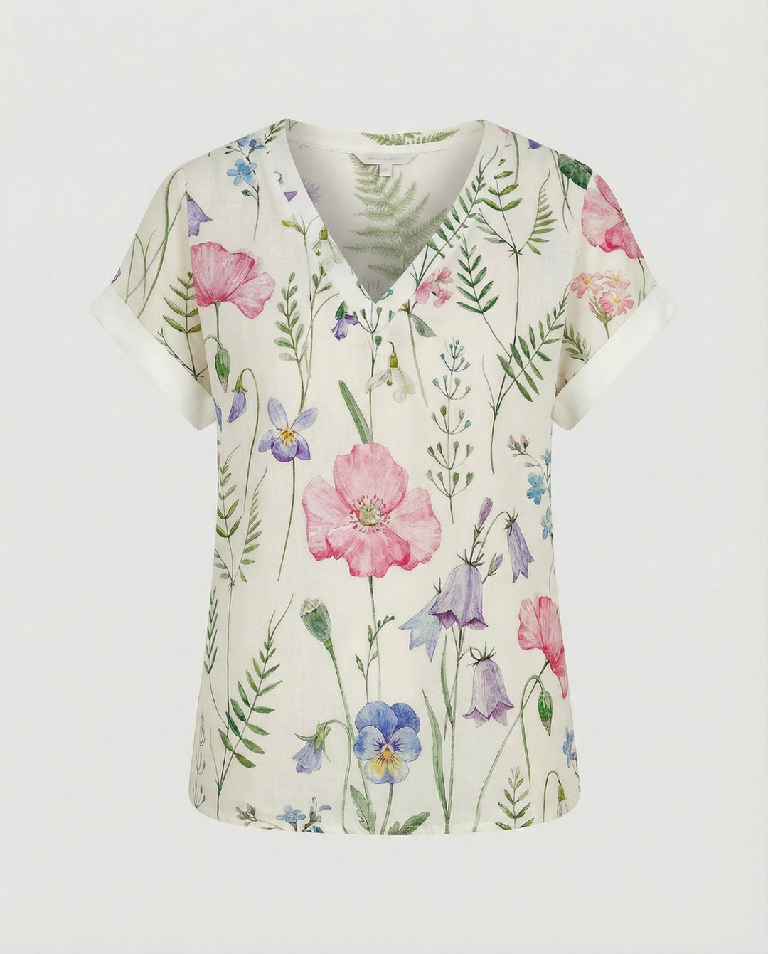 V-Ausschnitt Bluse Leinenoptik Damen