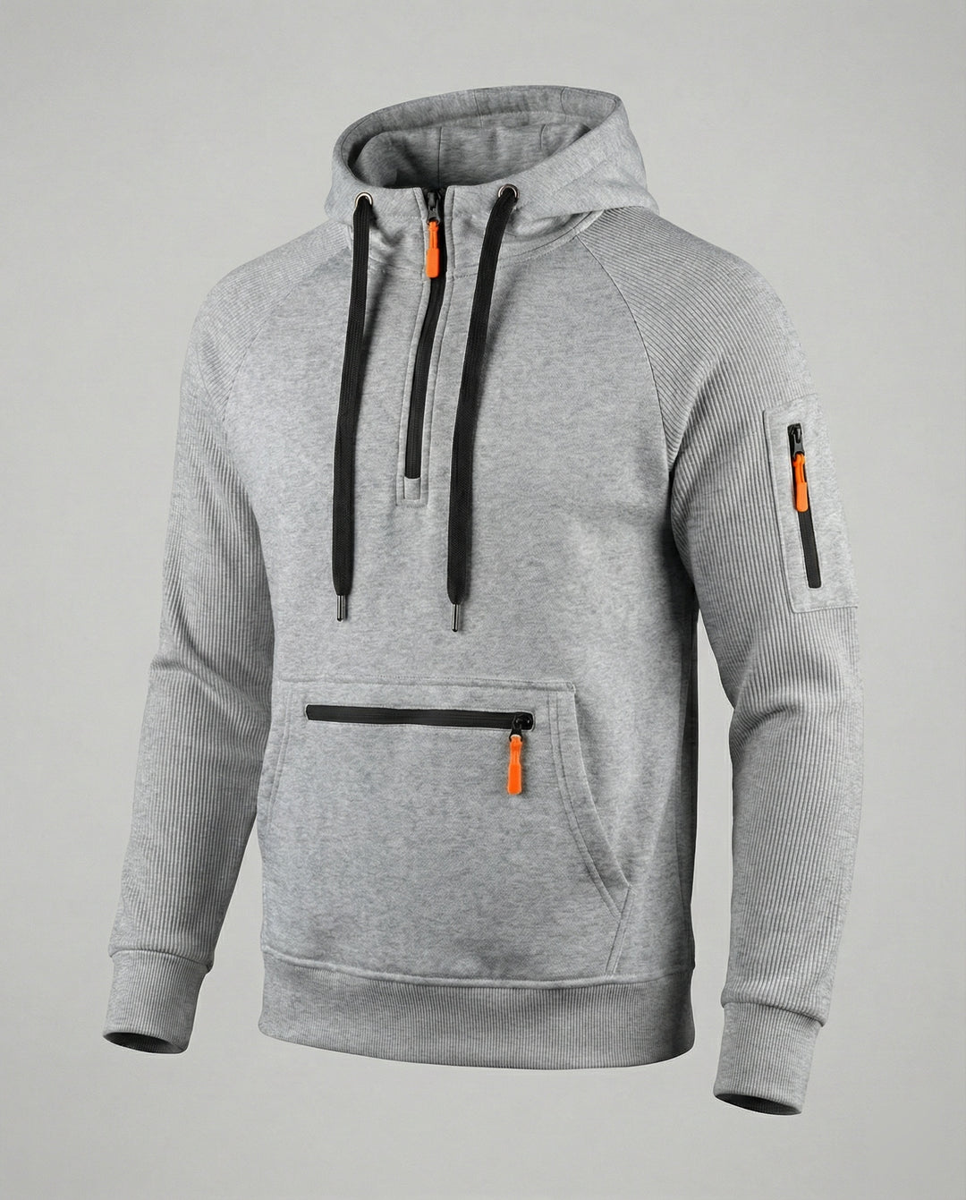 Herren sportlicher Hoodie mit praktischen Reißverschlusstaschen und verstellbarem Kapuzenzug EB