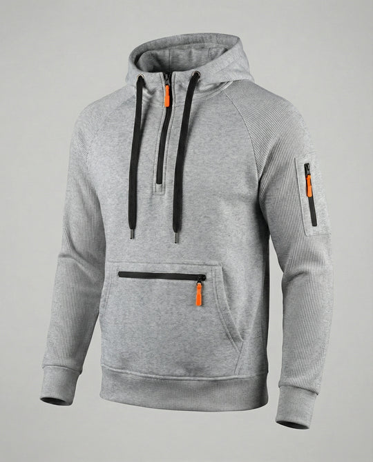 Herren sportlicher Hoodie mit praktischen Reißverschlusstaschen und verstellbarem Kapuzenzug EB