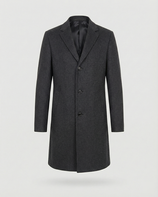 Herren eleganter Wollmantel mit klassischem Revers und praktischen Taschen EB