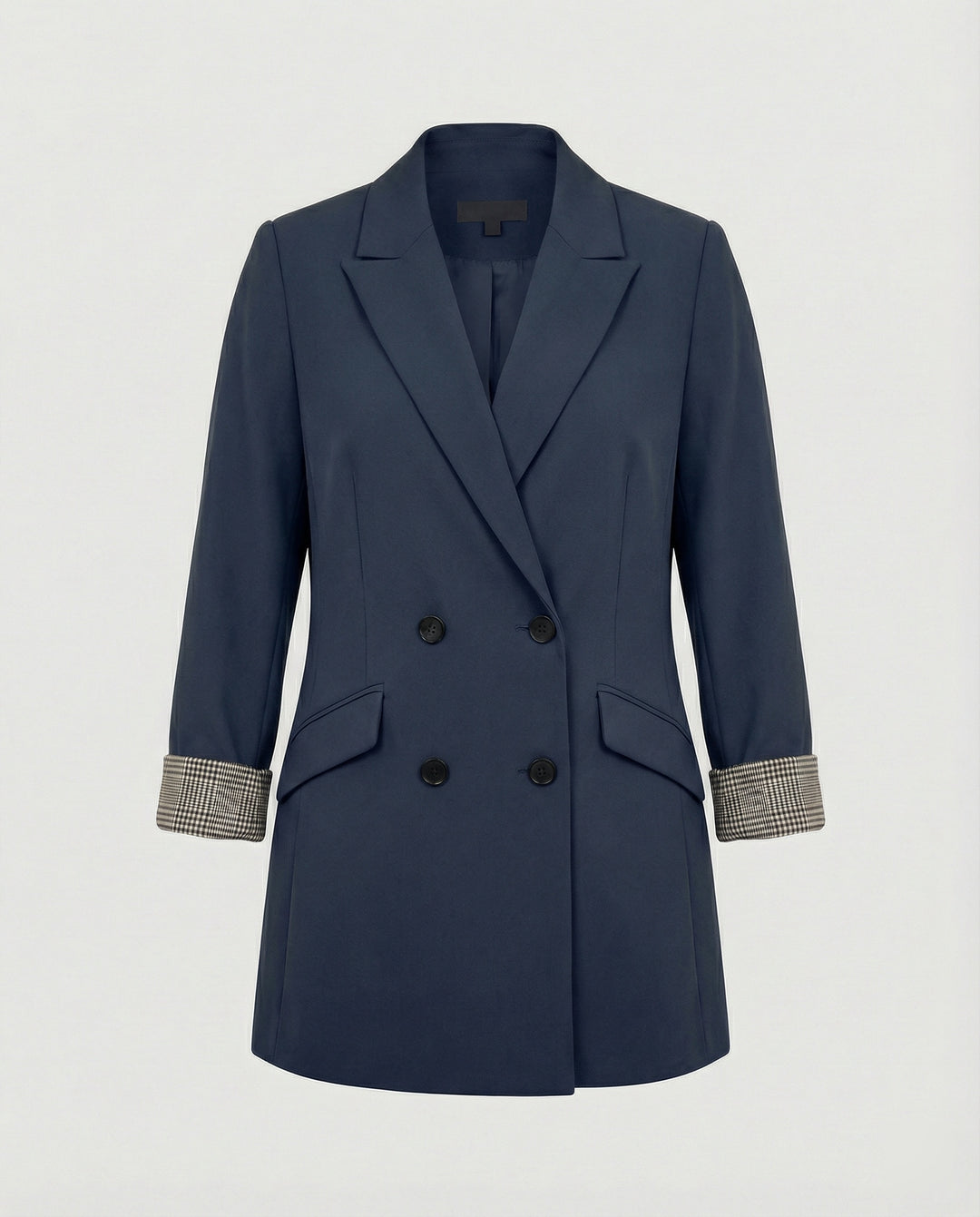 Damen Doppelreihiger Blazer mit kontrastierenden Ärmelaufschlägen EB