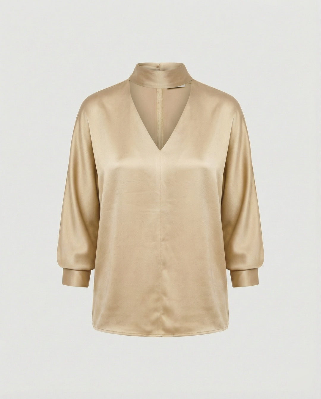 Damen Satinbluse elegant mit Stehkragen