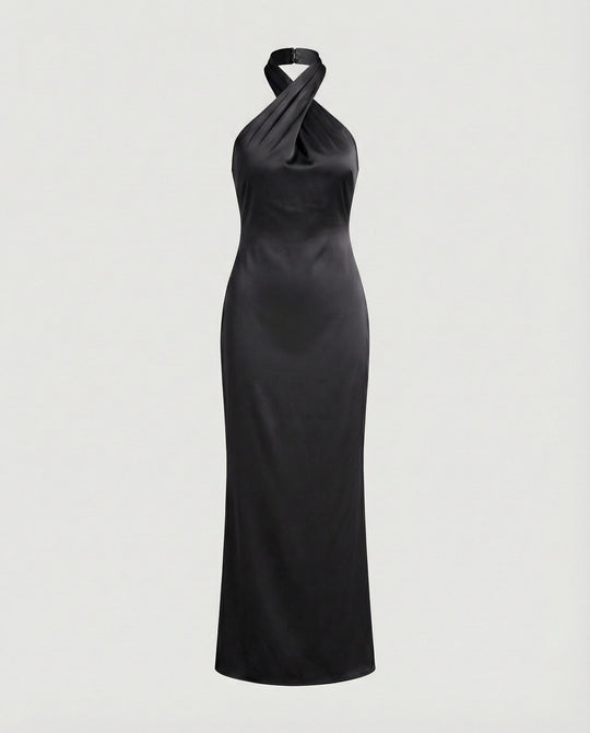 Damen Elegantes Abendkleid mit asymmetrischem Halterneck und figurformendem Schnitt EB