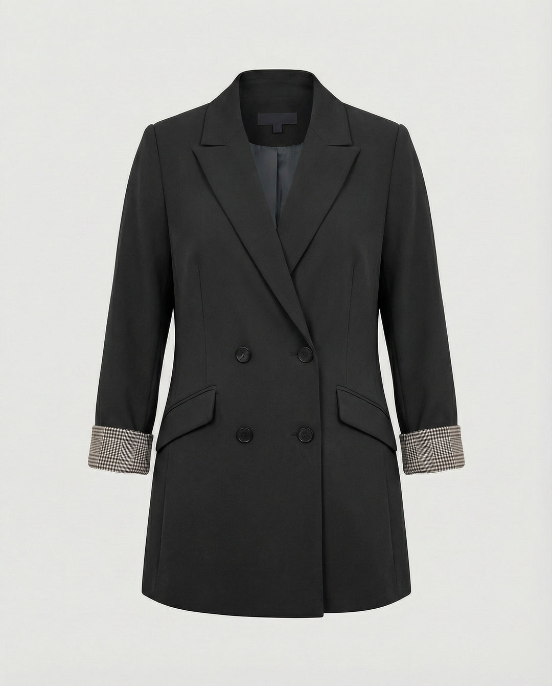Damen Doppelreihiger Blazer mit kontrastierenden Ärmelaufschlägen EB