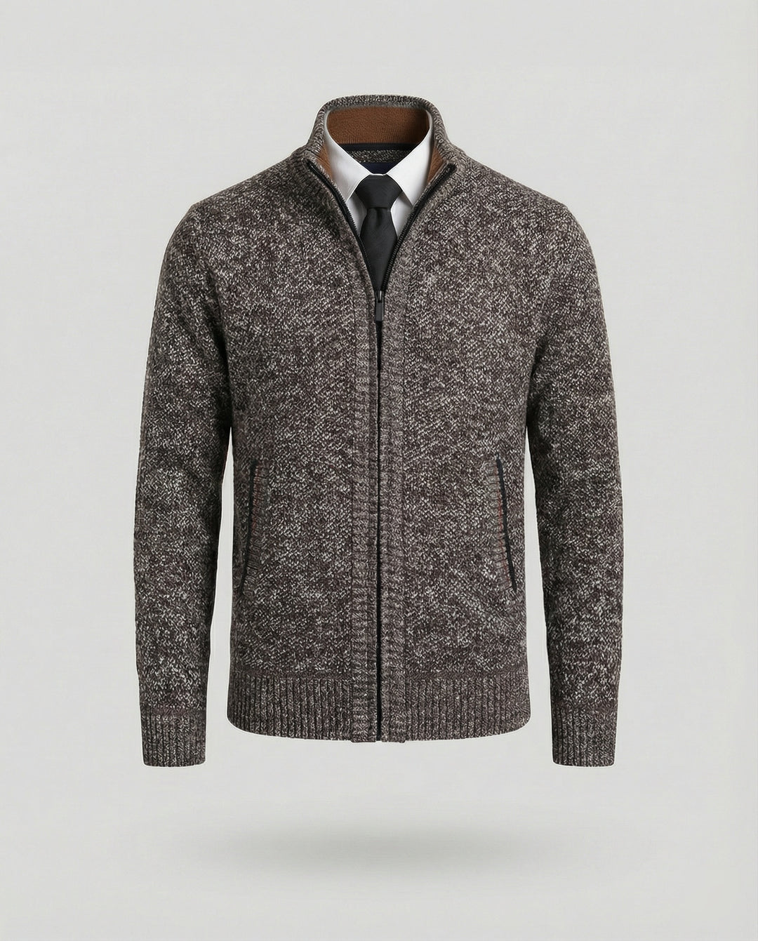 Herren Strickjacke mit hohem Kragen und elegantem Reißverschluss EB