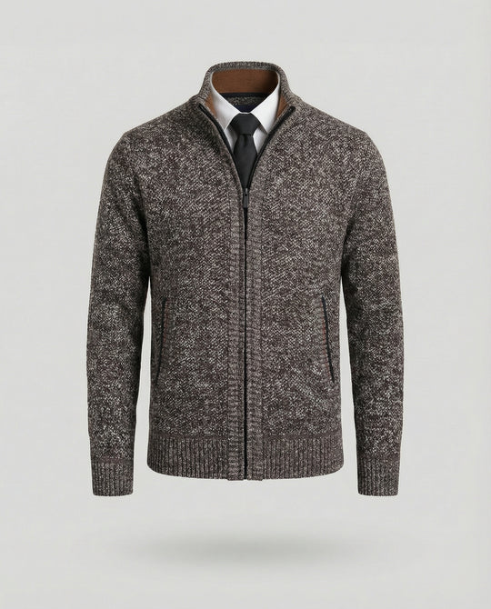 Herren Strickjacke mit hohem Kragen und elegantem Reißverschluss EB
