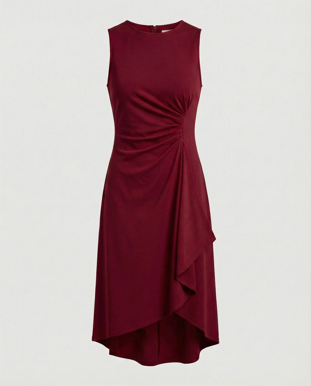 Damen ärmelloses Wickelkleid mit asymmetrischem Saum und Raffungen EB
