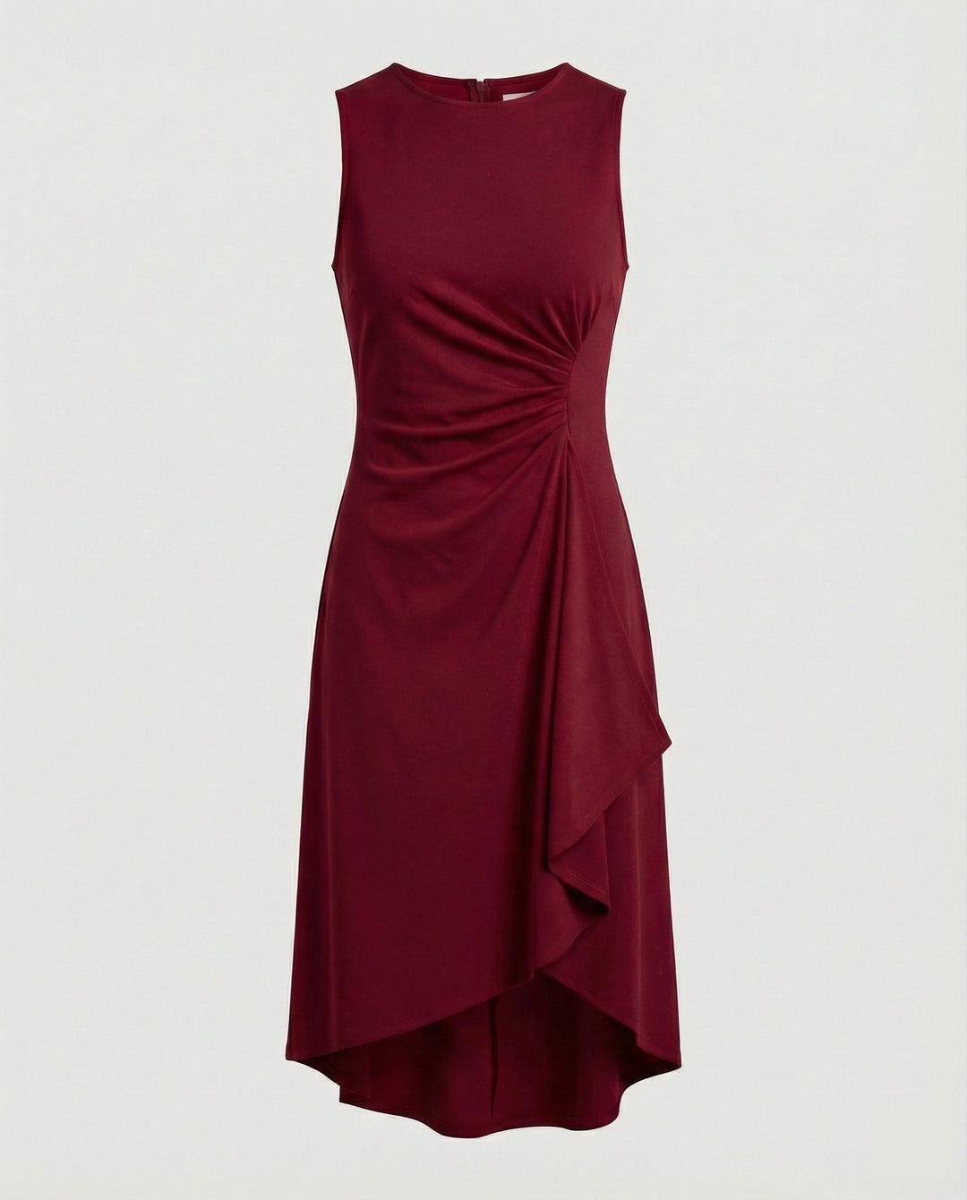 Damen ärmelloses Wickelkleid mit asymmetrischem Saum und Raffungen EB
