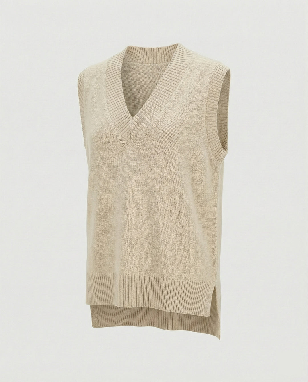 Damen Strickweste mit V-Ausschnitt und Rippstruktur EB