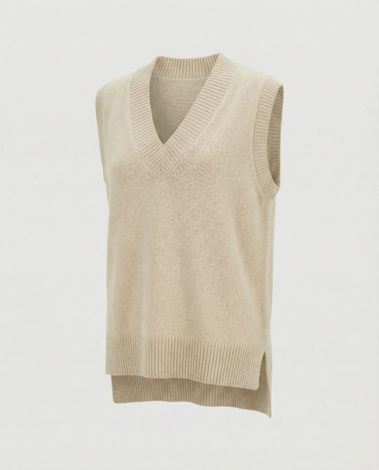Damen Strickweste mit V-Ausschnitt und Rippstruktur EB