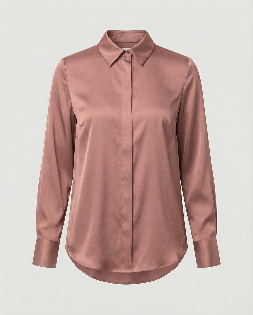 Damen elegante Satinbluse mit klassischem Kragen und zeitlosem Schnitt EB