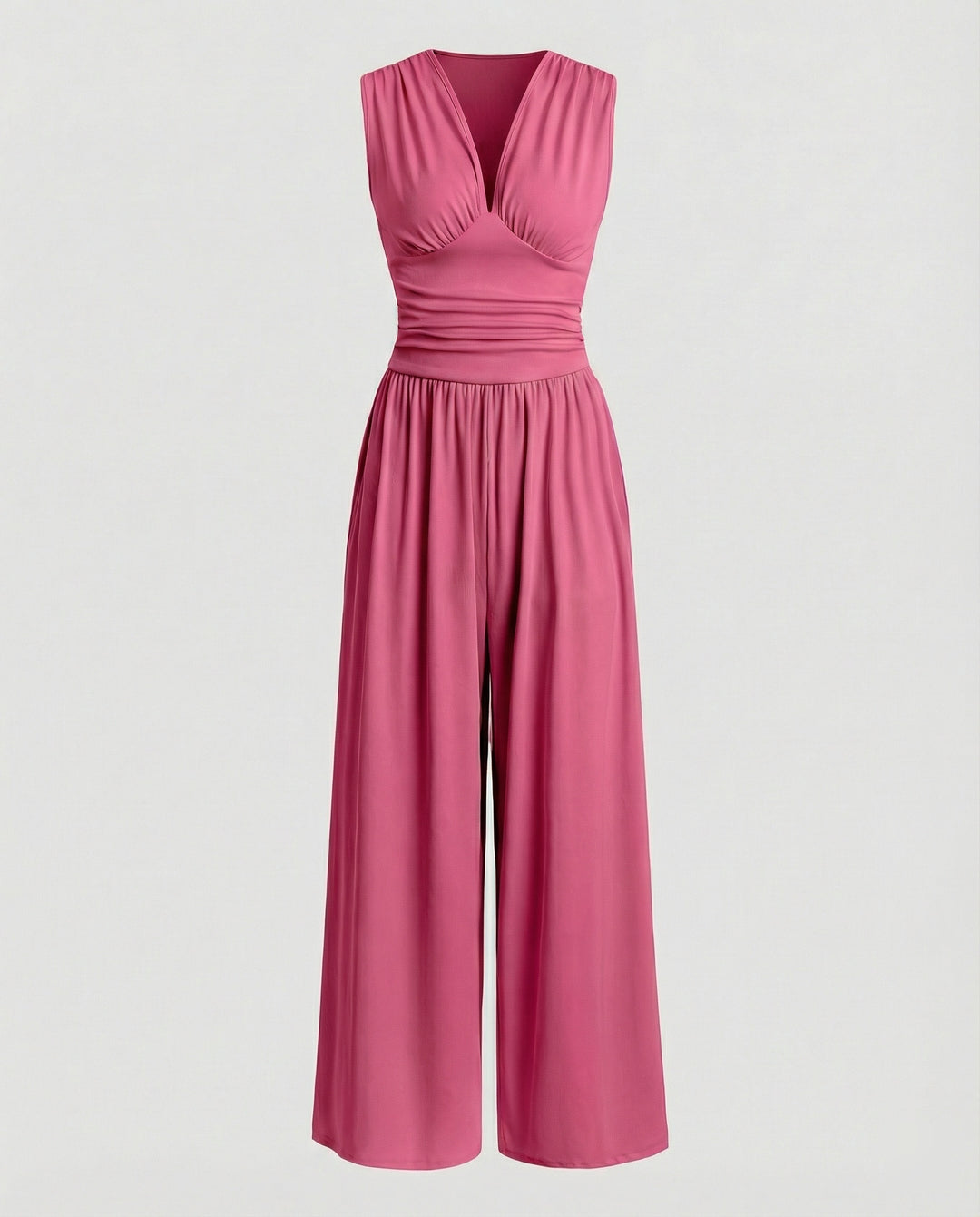 Damen Jumpsuit mit schickem V-Ausschnitt und weitem Bein EB