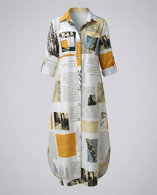 Freizeitkleid Damen Hemdblusenkleid Schlitz