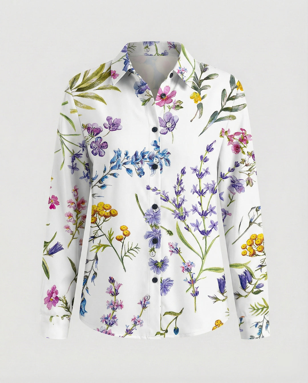 Leichte Hemdbluse Damen Aquarell Blumen