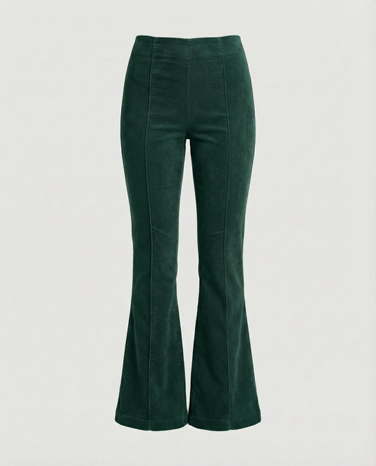 Damen Flared Cord-Hose mit hohem Bund und weichem Material EB